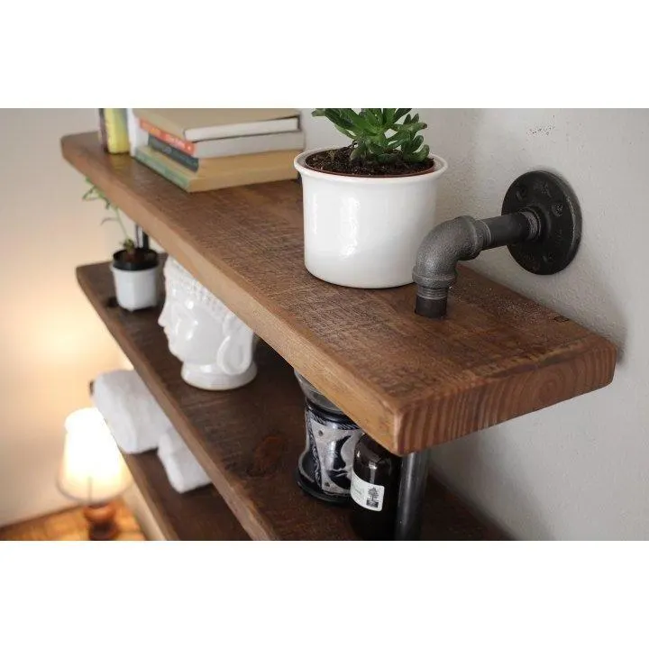 Bath Towel Holder Two Shelves Metal Pipe Bath Towel Holder with Shelves