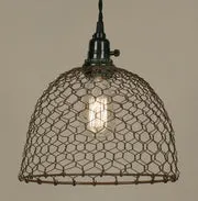 Chicken Wire Dome Pendant Light - Primitive Rust
