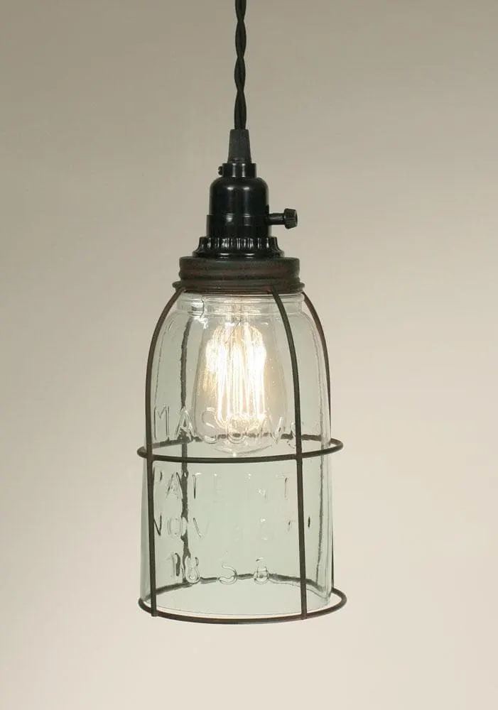 Half Gallon Caged Mason Jar Pendant Lamp