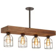 Lighting 32" 4 Light Rustic Three Board
