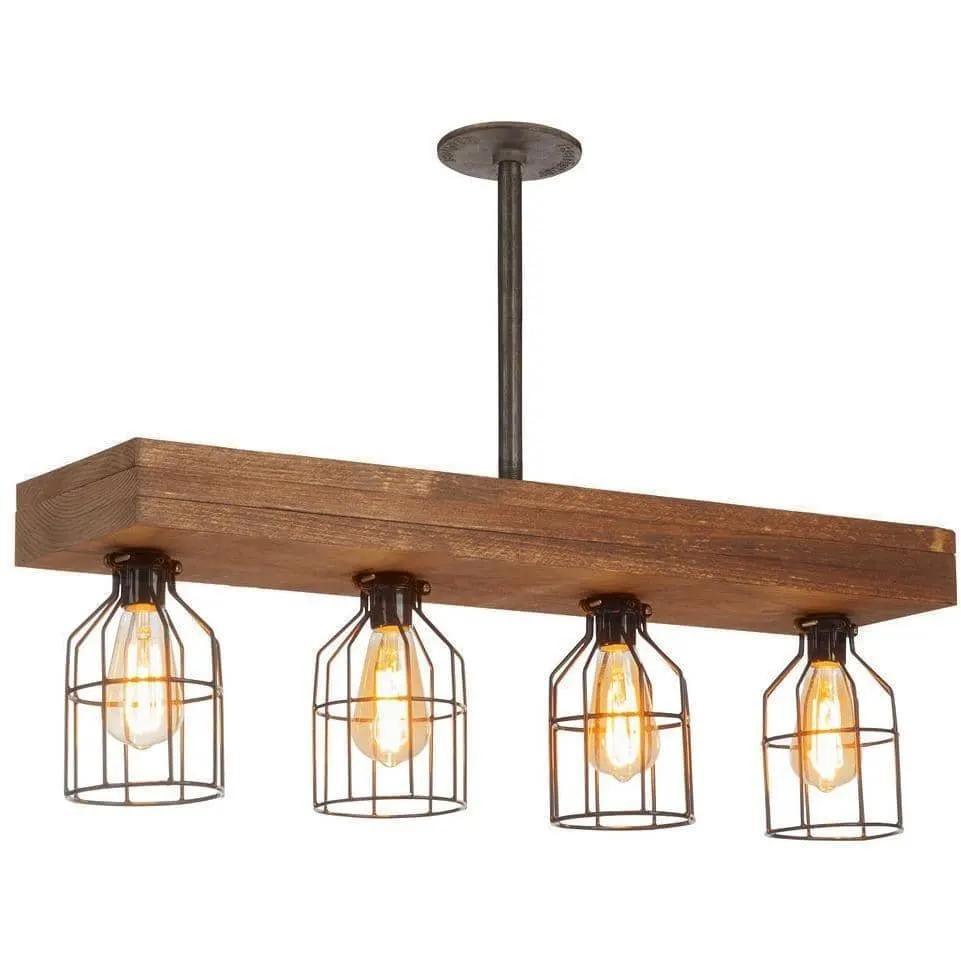 Lighting 32" 4 Light Rustic Three Board