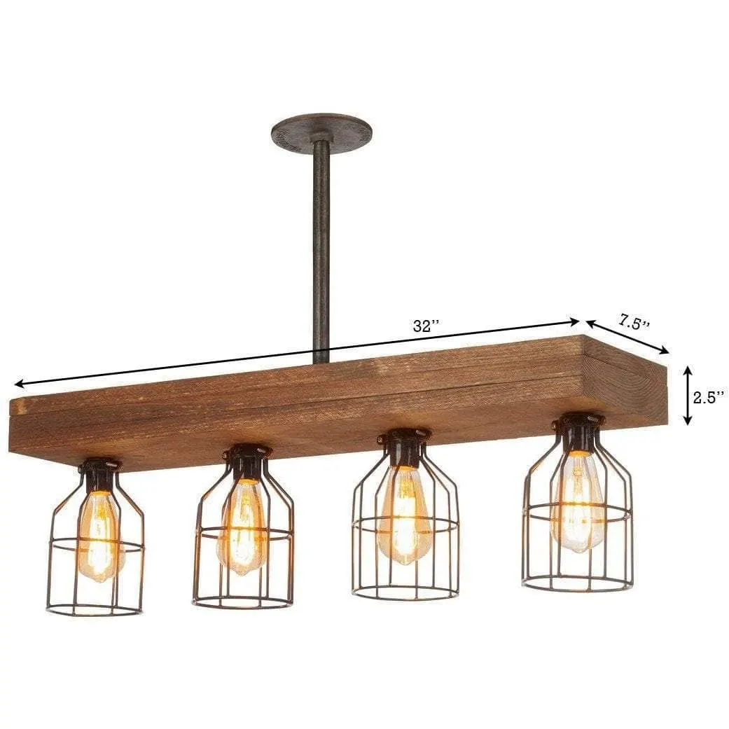 Lighting 32" 4 Light Rustic Three Board