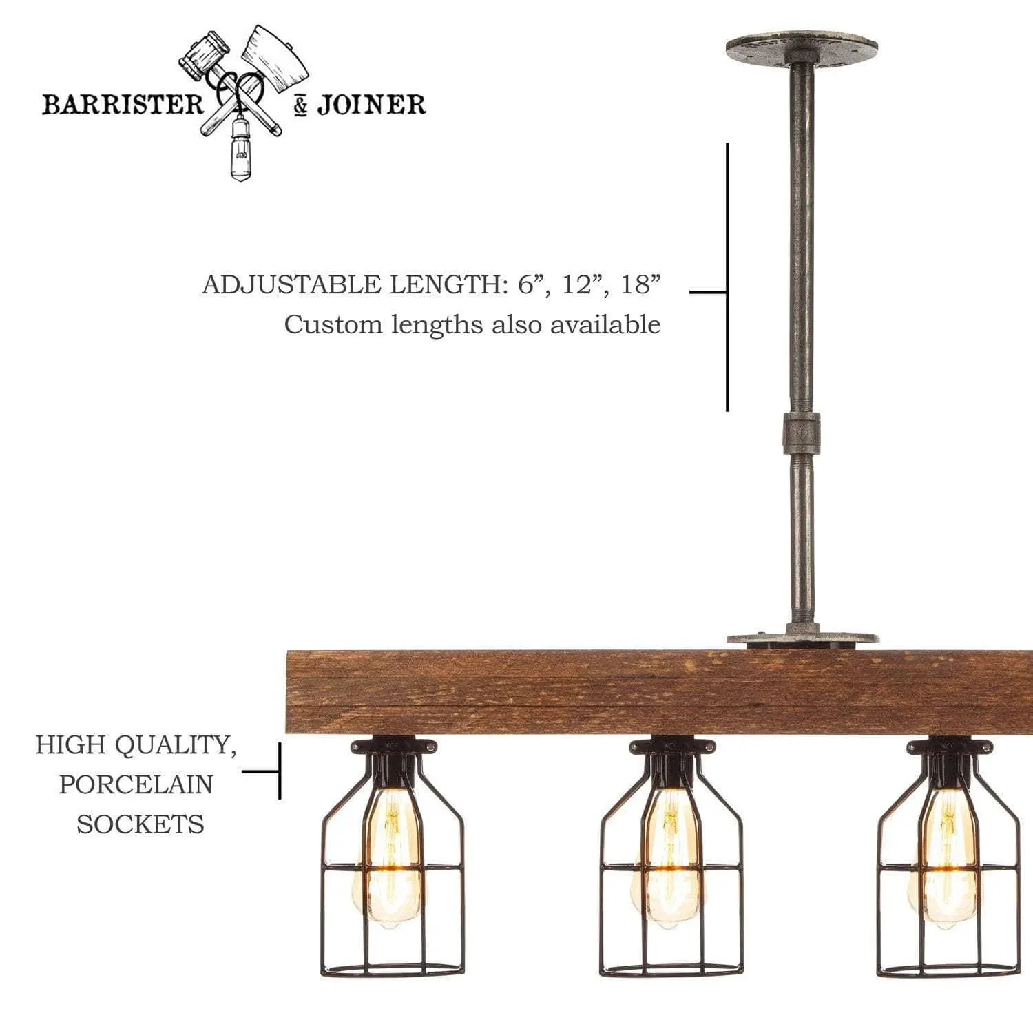 Lighting 32" 4 Light Rustic Three Board