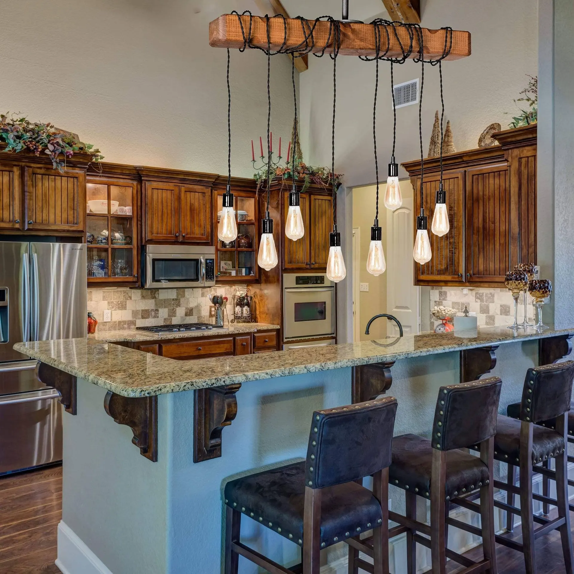 Lighting Wrapped Beam 8-Light Pendant
