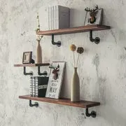 Metal Pipe Shelves 90 Degree Pipe Bracket Farmhouse Wooden Shelf Set