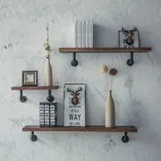 Metal Pipe Shelves 90 Degree Pipe Bracket Farmhouse Wooden Shelf Set