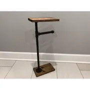 Metal Toilet Paper Holder Standing Toilet Paper Holder with Wooden Shelf