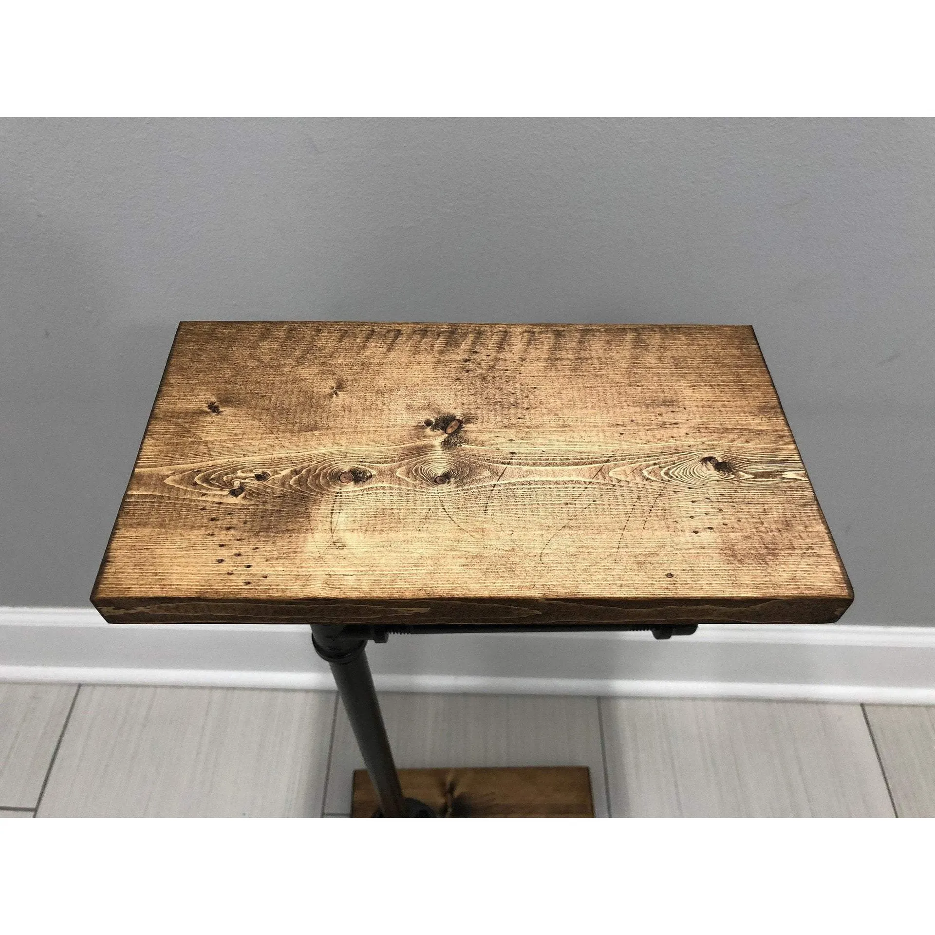 Metal Toilet Paper Holder Standing Toilet Paper Holder with Wooden Shelf