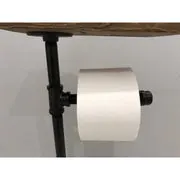 Metal Toilet Paper Holder Standing Toilet Paper Holder with Wooden Shelf